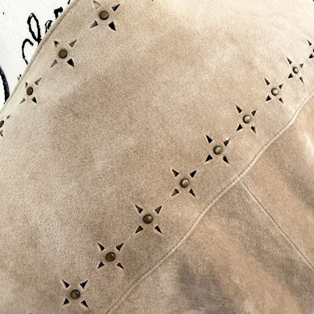 Cabela's‎ Blazer Studded Full Zip Suede Leather Tan Sz L Boho western Core